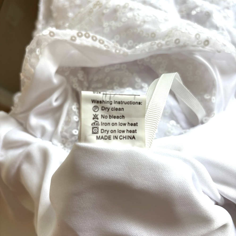 NEW, White Dress, Wedding Dress w Sequins, Detachable Train, NWOT, Size M/8 - Picture 12 of 15